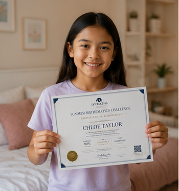 Chloe Taylor with a Maths Challenge certificate
