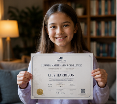 Lily Harrison with a Maths Challenge certificate