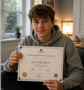 Ollie Bennett with a Maths Challenge certificate
